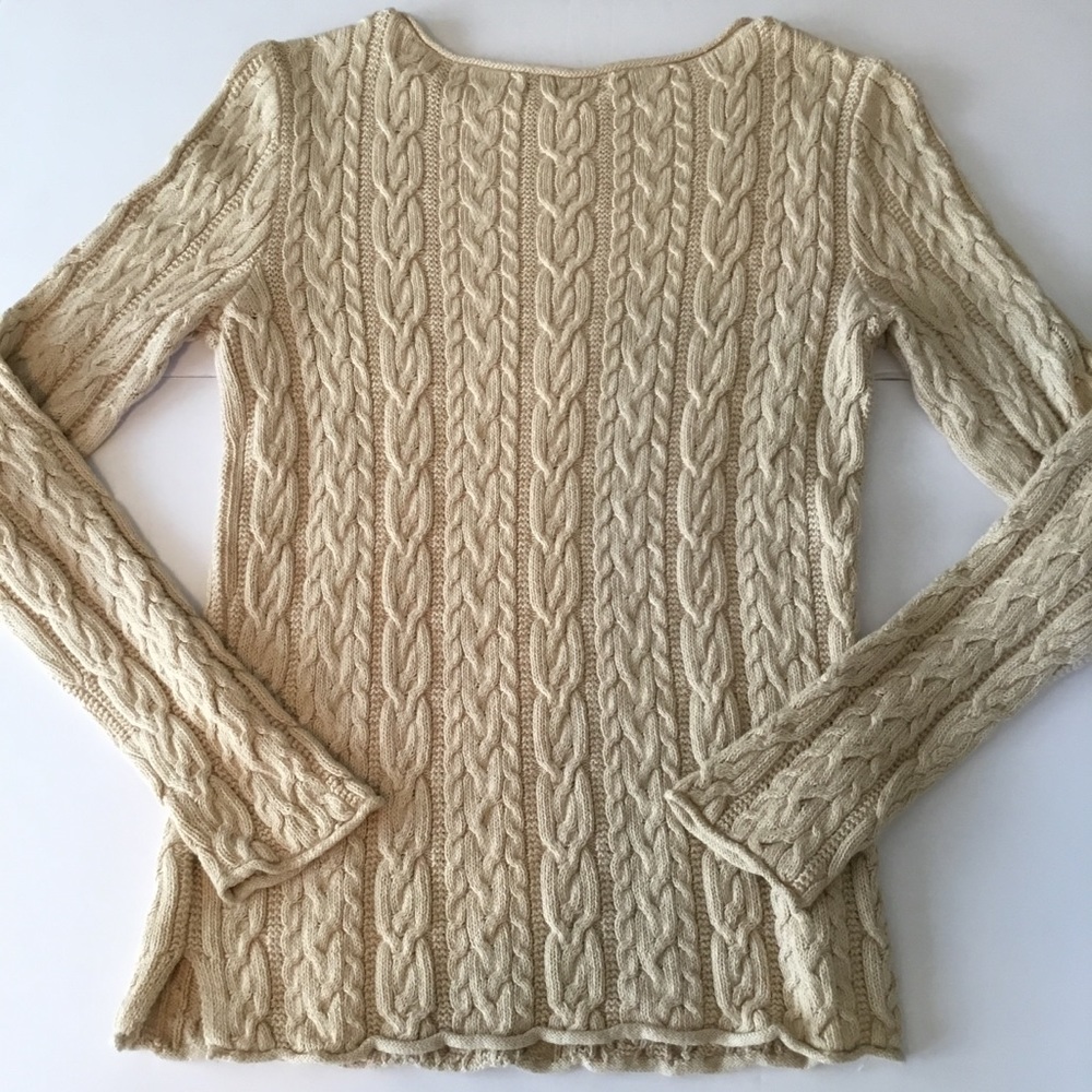 Ralph Lauren Cream Cable Knit Scoop Neck Sweater - Picture 6 of 11